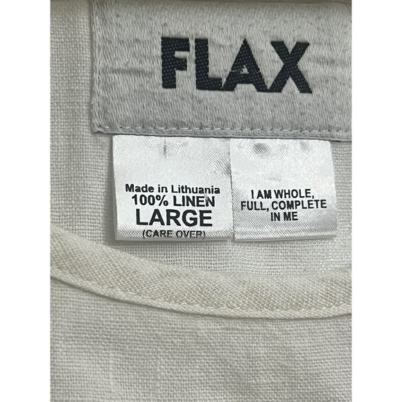 FLAX Womens 100% Linen Short Sleeve Scoop Neck Boxy Blouse Top Cream Large. O - Picture 5 of 6